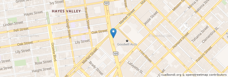 Mapa de ubicacion de South Van Ness at Market en 美利坚合众国/美利堅合眾國, 加利福尼亚州/加利福尼亞州, 旧金山市县/三藩市市縣/舊金山市郡, 旧金山.