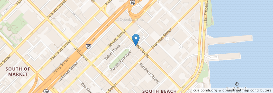 Mapa de ubicacion de 2nd at South Park en アメリカ合衆国, カリフォルニア州, サンフランシスコ, San Francisco.