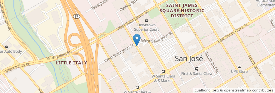 Mapa de ubicacion de San Pedro Square en United States, California, Santa Clara County, San Jose.
