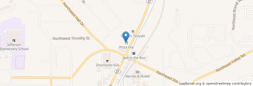 Mapa de ubicacion de Pizza Hut en Amerika Birleşik Devletleri, Vaşington, Whitman County, Pullman.