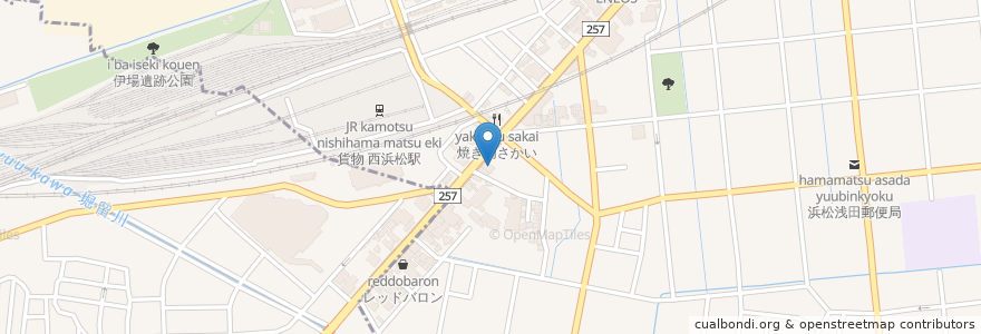 Mapa de ubicacion de カフェレストランざぼん en Japan, 静岡県, 浜松市, 中区.