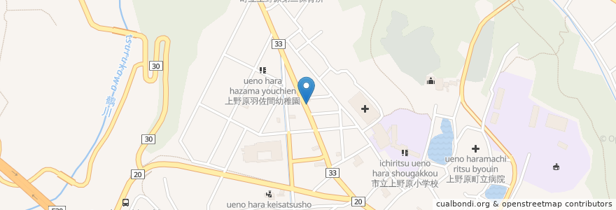 Mapa de ubicacion de 上野原羽佐間郵便局 en Japon, Préfecture De Yamanashi, 上野原市.