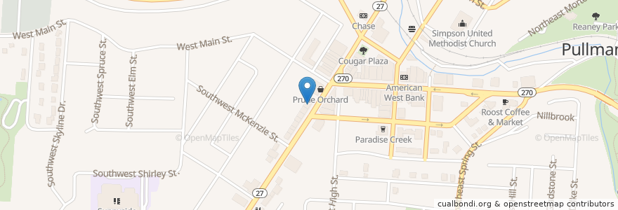Mapa de ubicacion de Sports Page Tavern en 미국, 워싱턴, Whitman County, Pullman.