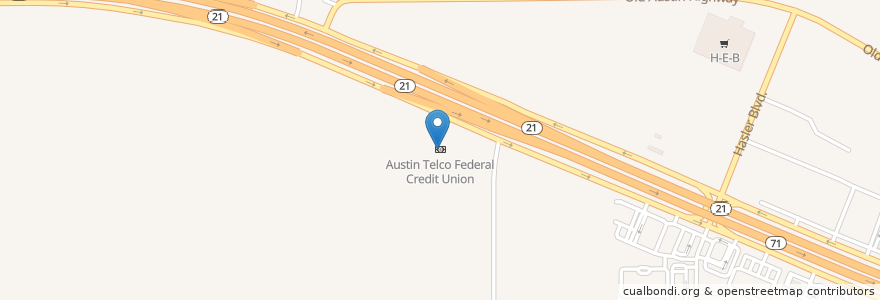 Mapa de ubicacion de Austin Telco Federal Credit Union en Stati Uniti D'America, Texas, Bastrop County, Bastrop.