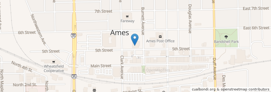 Mapa de ubicacion de First National Bank of Ames en Verenigde Staten, Iowa, Story County, Ames.