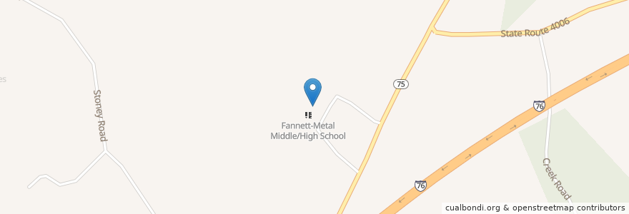Mapa de ubicacion de Fannett-Metal High Schhol en アメリカ合衆国, ペンシルベニア州, Franklin County.