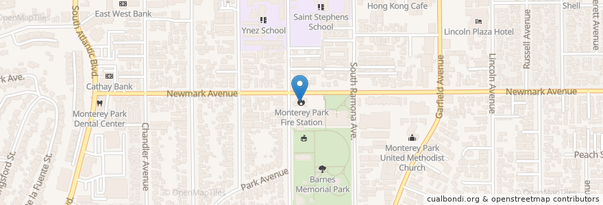 Mapa de ubicacion de Monterey Park Fire Station en Amerika Birleşik Devletleri, Kaliforniya, Los Angeles County, Monterey Park.