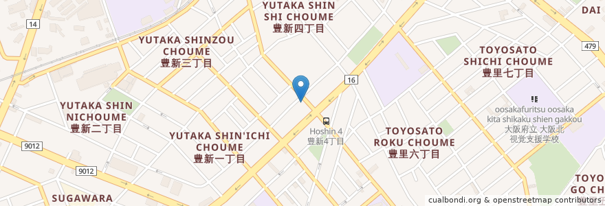 Mapa de ubicacion de cafe de POLO en Japan, 大阪府, Osaka, 東淀川区.