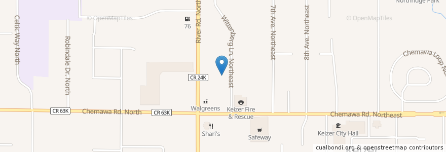 Mapa de ubicacion de AJ's Hideaway Bar en Verenigde Staten, Oregon, Marion County, Keizer.