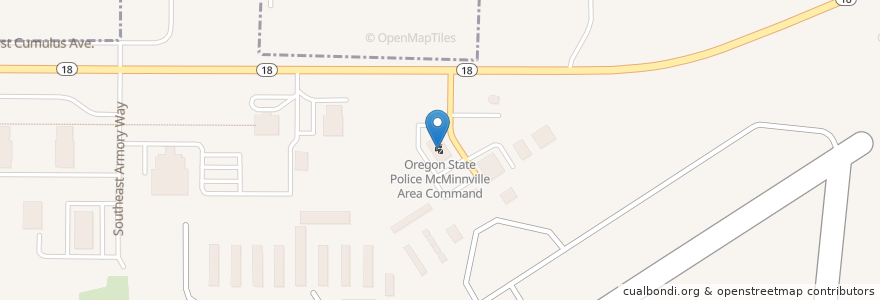 Mapa de ubicacion de Oregon State Police McMinnville Area Command en Amerika Birleşik Devletleri, Oregon, Yamhill County, Mcminnville.