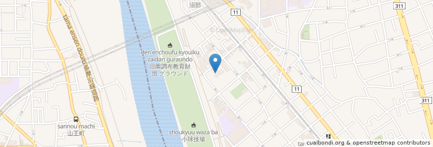 Mapa de ubicacion de 田園調布南 グループホーム はるかぜ en 일본, 가나가와현, 도쿄도, 大田区, 川崎市.