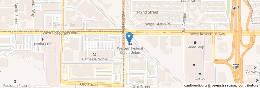 Mapa de ubicacion de Western Federal Credit Union en Vereinigte Staaten Von Amerika, Kalifornien, Los Angeles County.