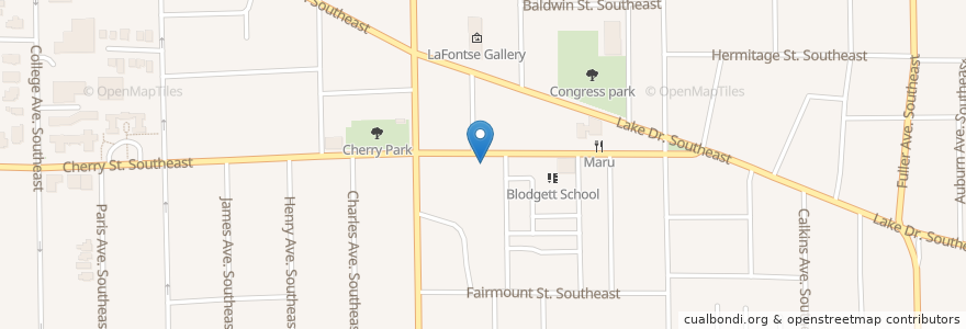 Mapa de ubicacion de Cherry Deli & Catering en 미국, 미시간, Kent County, Grand Rapids.