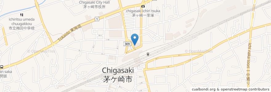 Mapa de ubicacion de スターバックス en Japonya, 神奈川県, 茅ヶ崎市.
