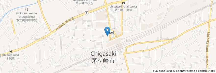 Mapa de ubicacion de みずほ銀行 en Japan, Präfektur Kanagawa, 茅ヶ崎市.