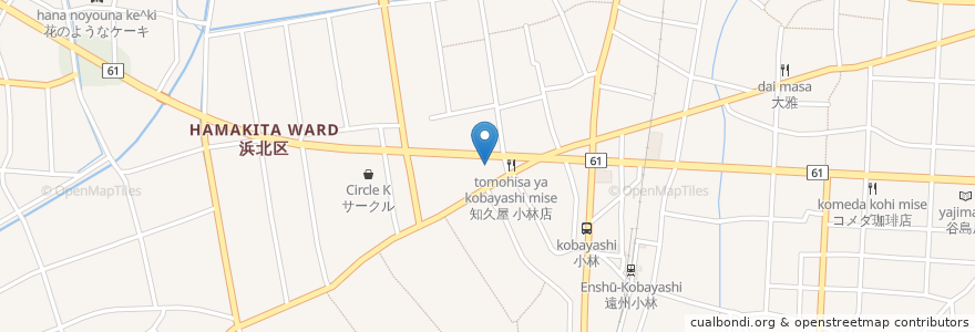 Mapa de ubicacion de 静岡銀行 小林支店 en Jepun, 静岡県, 浜松市, 浜北区.