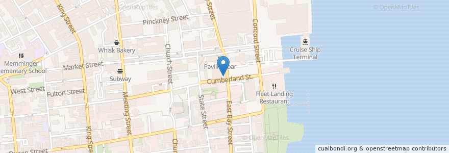 Mapa de ubicacion de Amen Street Fish and Rawbar en 미국, 사우스캐롤라이나, Charleston County, Charleston.