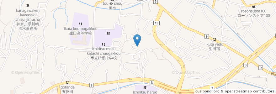 Mapa de ubicacion de 多摩区 en Jepun, 神奈川県, 川崎市, 多摩区.