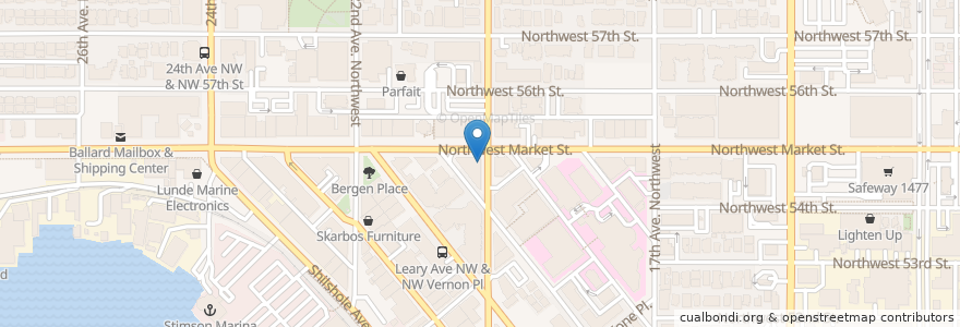 Mapa de ubicacion de Bauhaus Strong Coffee en Estados Unidos De América, Washington, King County, Seattle.