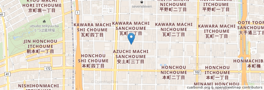 Mapa de ubicacion de ベローチェ en Japon, Préfecture D'Osaka, 大阪市, 中央区.