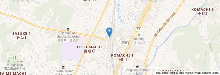 Mapa de ubicacion de 鎌倉駅西口第1駐輪場 en Japan, Präfektur Kanagawa, 鎌倉市.