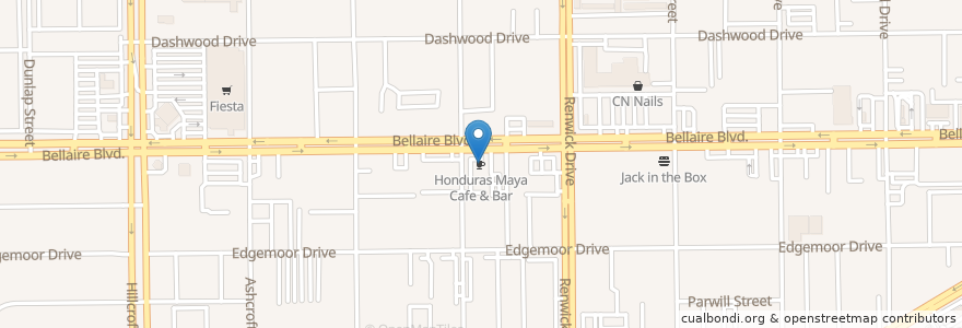 Mapa de ubicacion de Honduras Maya Cafe & Bar en Amerika Syarikat, Texas, Houston, Harris County.