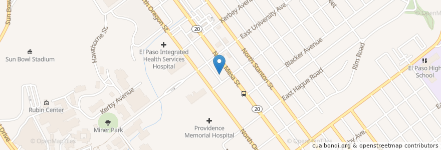 Mapa de ubicacion de Taco Bell en Соединённые Штаты Америки, Техас, El Paso County, El Paso.