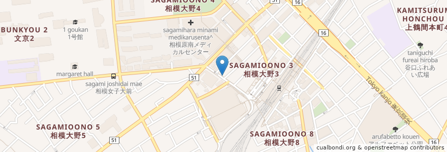 Mapa de ubicacion de 日本調剤 en Japonya, 神奈川県, 相模原市, 南区.