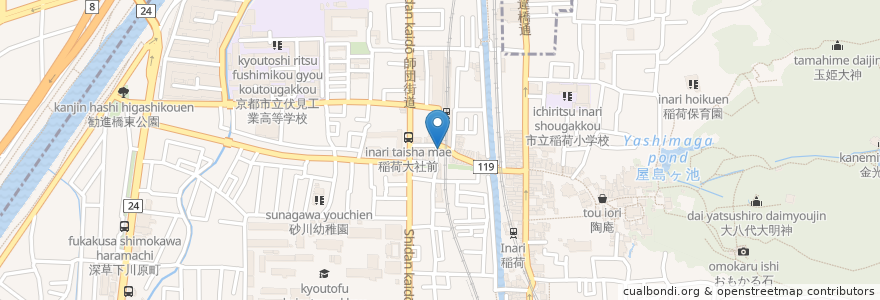 Mapa de ubicacion de kanoko café en Japan, 京都府, Kioto, 伏見区.