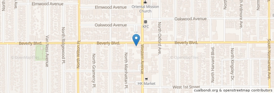 Mapa de ubicacion de Beverly West Dental en United States, California, Los Angeles County, Los Angeles.
