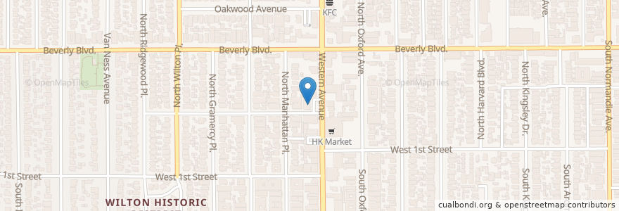 Mapa de ubicacion de Korean B.B.Q. Restaurant en Amerika Birleşik Devletleri, Kaliforniya, Los Angeles County, Los Angeles.