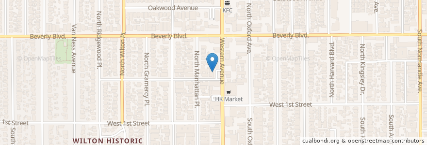 Mapa de ubicacion de Nak Won Rice Bakery en United States, California, Los Angeles County, Los Angeles.
