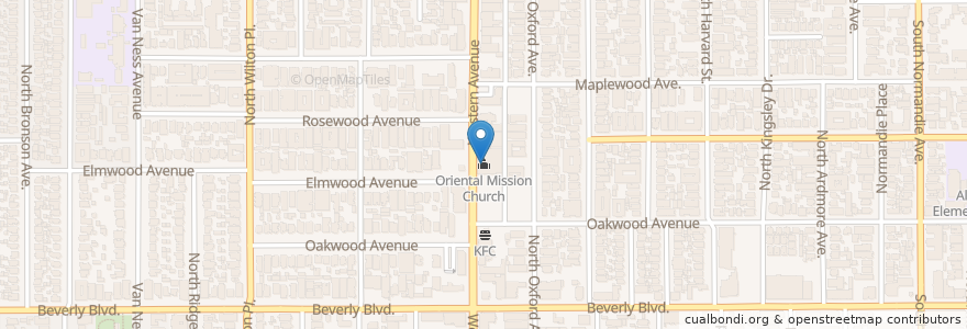 Mapa de ubicacion de Oriental Mission Church en Estados Unidos De América, California, Los Angeles County, Los Ángeles.
