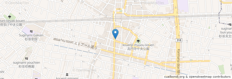 Mapa de ubicacion de 刀削麺 en 日本, 東京都, 杉並区.