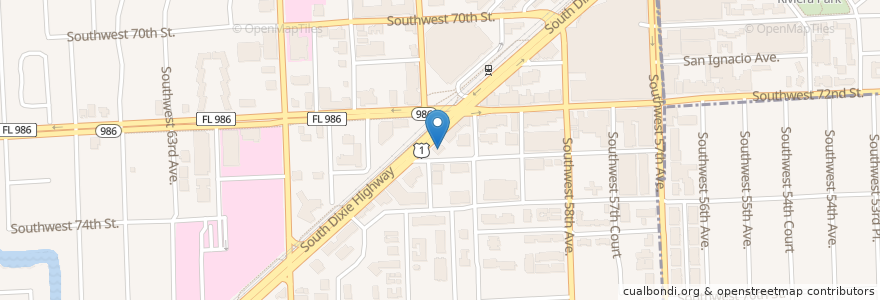 Mapa de ubicacion de Einstein Bros en 미국, 플로리다주, 마이애미데이드 군, South Miami.