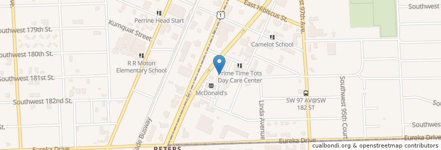Mapa de ubicacion de Steve’s Pizza-South en アメリカ合衆国, フロリダ州, マイアミ・デイド郡, Palmetto Bay.
