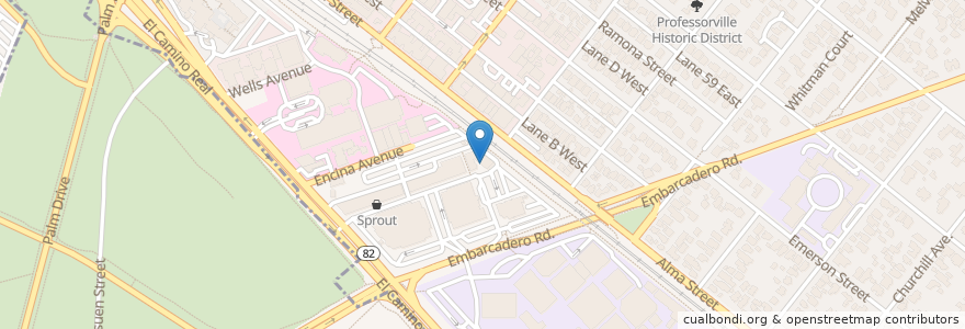 Mapa de ubicacion de Sushi House en United States, California, Santa Clara County, Palo Alto.