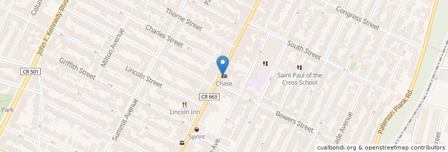 Mapa de ubicacion de Chase en Stati Uniti D'America, New Jersey, Hudson County, Jersey City.