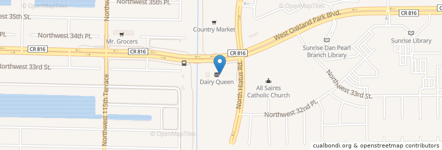 Mapa de ubicacion de The UPS Store en 미국, 플로리다주, Broward County, Sunrise.