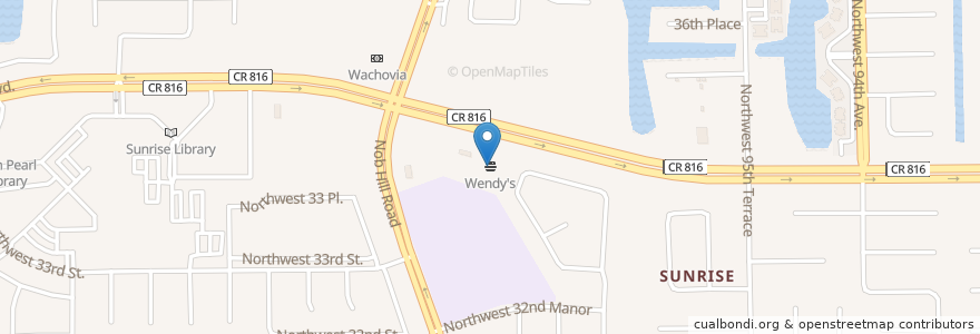 Mapa de ubicacion de Wendy's en Соединённые Штаты Америки, Флорида, Broward County, Sunrise.