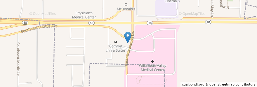 Mapa de ubicacion de Walnut City Kitchen en Stati Uniti D'America, Oregon, Yamhill County, Mcminnville.