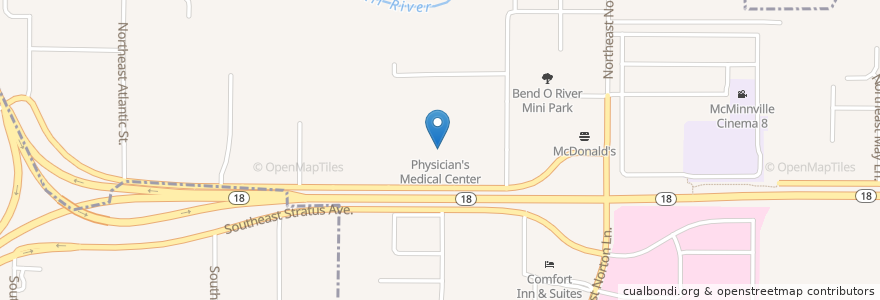 Mapa de ubicacion de Physician's Medical Center en Verenigde Staten, Oregon, Yamhill County, Mcminnville.