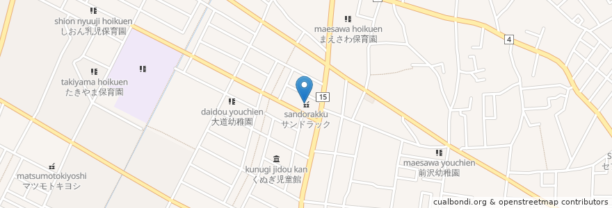 Mapa de ubicacion de サンドラック en 일본, 도쿄도, 東久留米市.