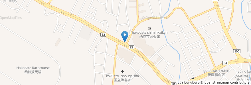 Mapa de ubicacion de 函館中央警察署湯川交番 en اليابان, محافظة هوكايدو, 渡島総合振興局, 函館市.
