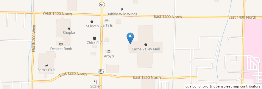 Mapa de ubicacion de Paradise Bakery en ایالات متحده آمریکا, یوتا, Cache County, Logan.
