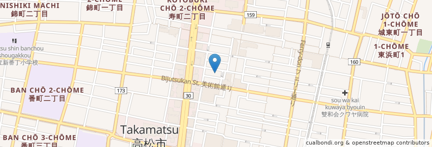 Mapa de ubicacion de 丸亀町町営北駐車場 en 일본, 가가와현, 高松市.