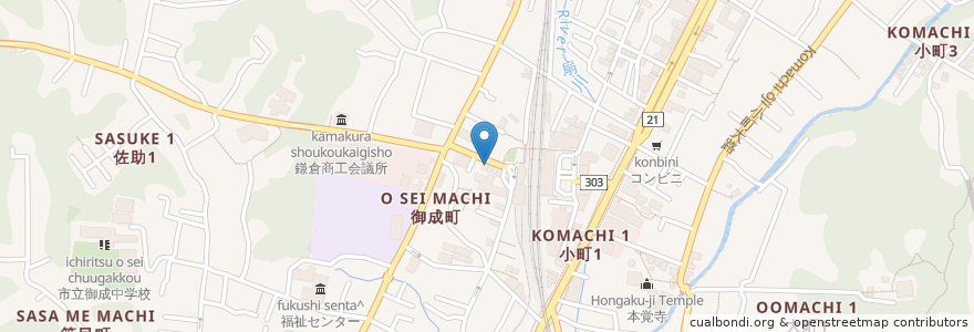 Mapa de ubicacion de 湘南信用金庫 en Япония, Канагава, Камакура.