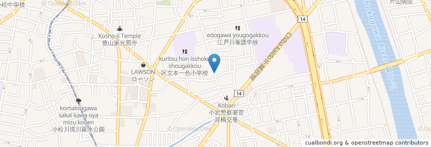 Mapa de ubicacion de ミウラパーキング本一色2丁目第1 en Japan, Tokio, 江戸川区.