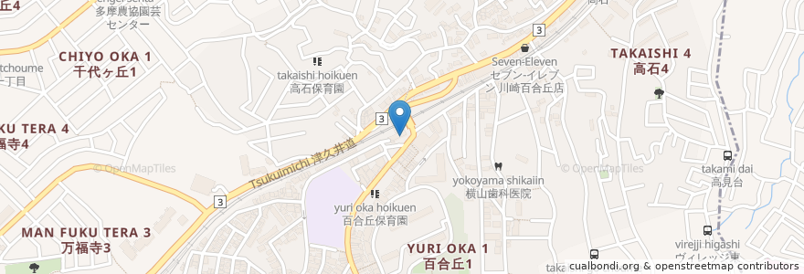Mapa de ubicacion de キッチンオリジン en 일본, 가나가와현, 川崎市, 아사오 구.