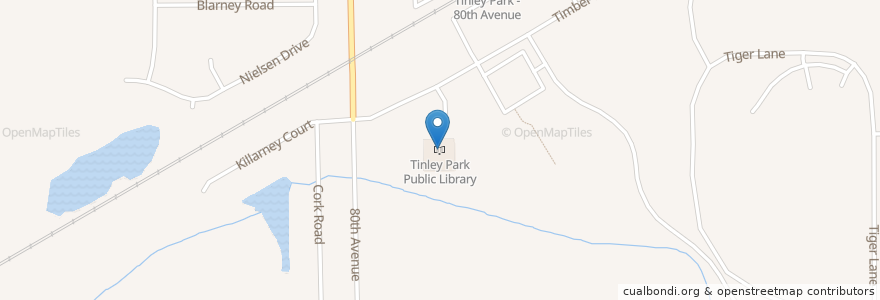 Mapa de ubicacion de Tinley Park Public Library en Estados Unidos De América, Illinois, Tinley Park.